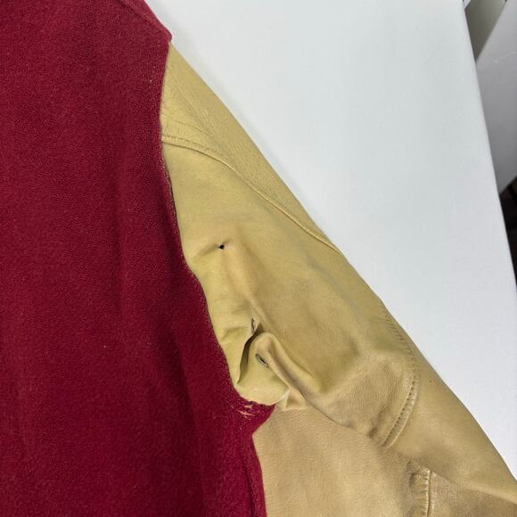 True Vintage 60s Wisconsin Badgers Varsity Letterman Wool Leather Sleeve Jacket - Picture 14 of 16